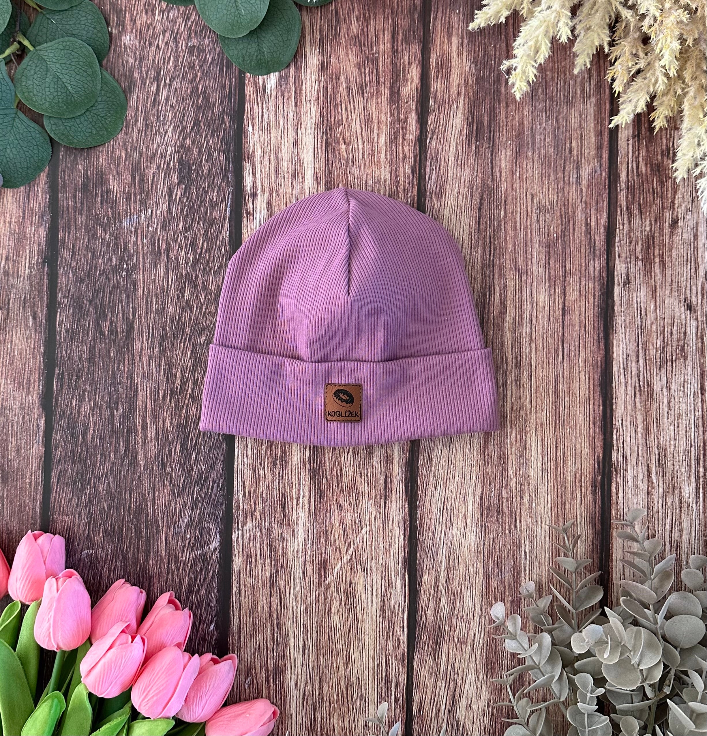 Čepice "Beanie" Levandule Koblížek ohrnutá vel. 74