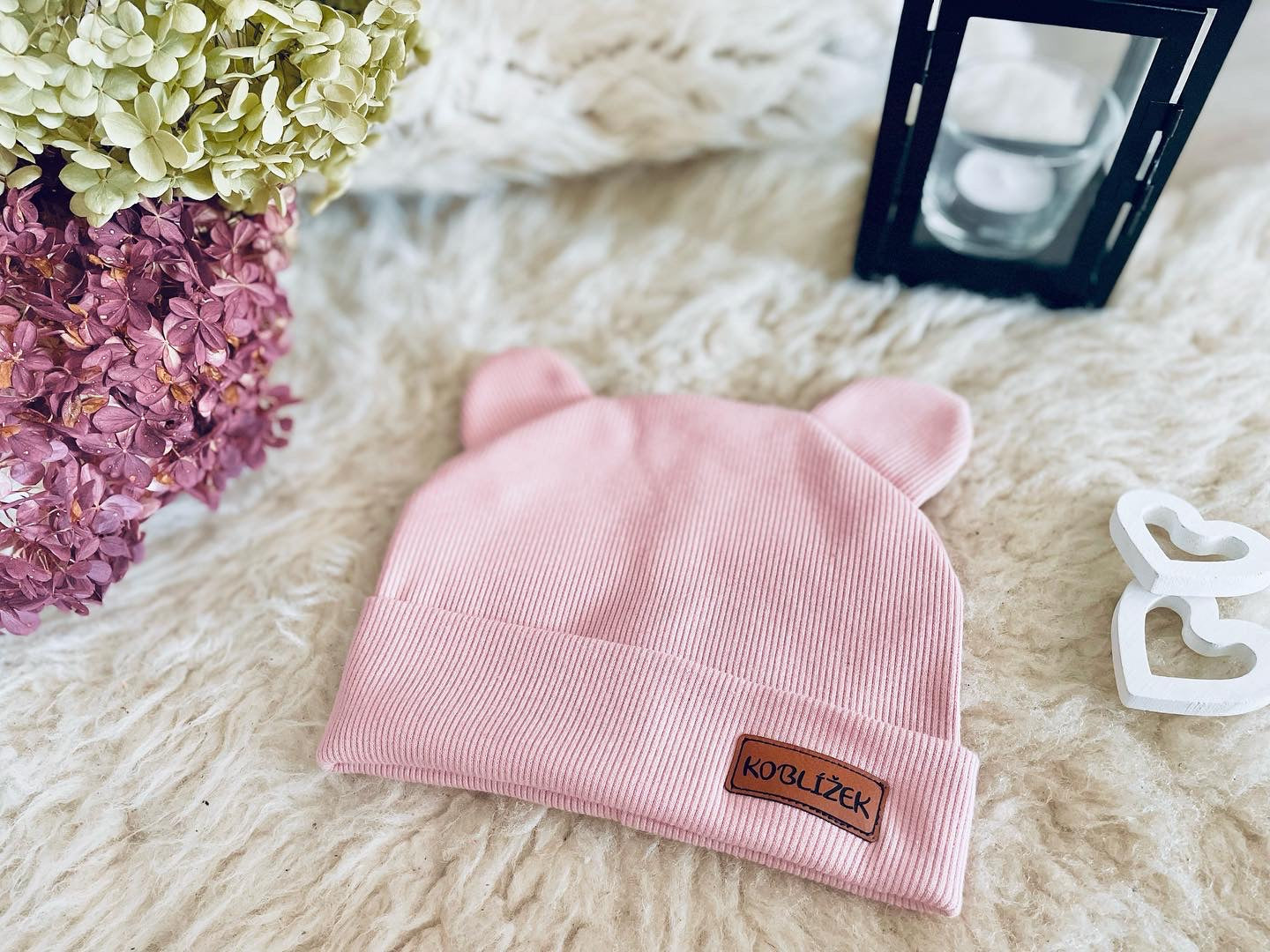 Čepice "Medvídek" Baby Pink 68 SLEVA 40%