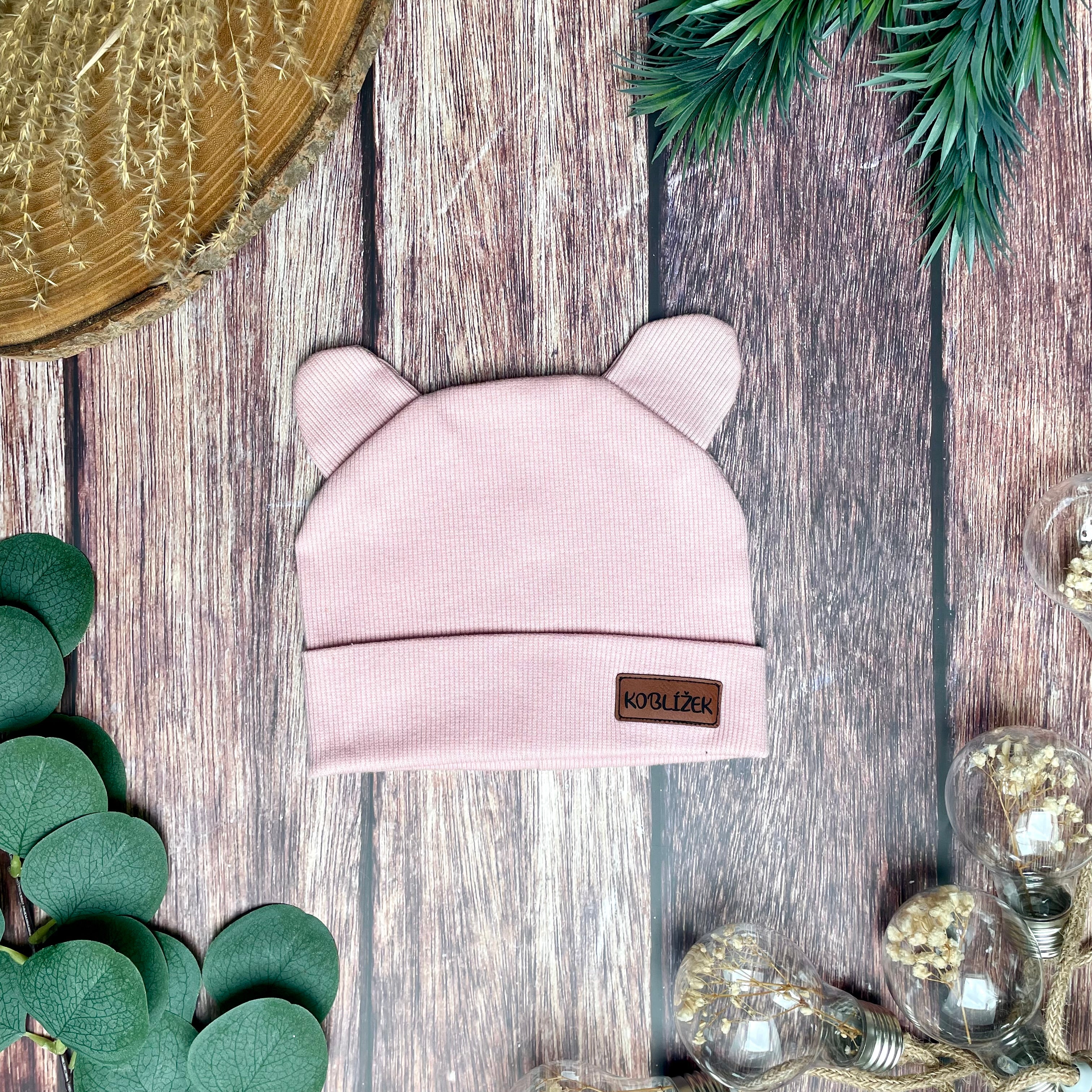 Čepice "Medvídek" Baby Pink 68 SLEVA 40%